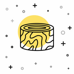 Black line Tree stump icon isolated on white background. Random dynamic shapes. Vector