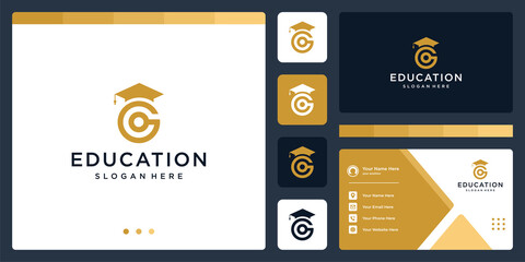 College, Graduation cap, Campus, Education logo design with initial letter G graphic vector illustration. Symbol, icon, creative.