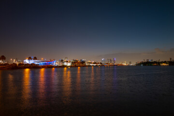 Fototapeta na wymiar Miami city night skyline. Miami cityscape at night.