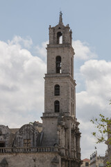 Vertical shot of the belfry of Minor Basilica of Saint Francis of Assisi in Havana, Cuba
