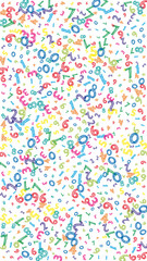 Falling colorful messy numbers. Math study concept with flying digits. Stylish back to school mathematics banner on white background. Falling numbers vector illustration.