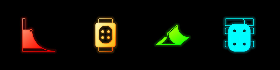 Obraz premium Set Skate park, Knee pads, and icon. Vector