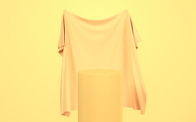 Flowing cloth with yellow background, 3d rendering.