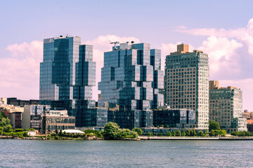 Brooklyn, NY - USA - July 30, 2021: Horizontal view of iconic 420 Kent Luxury Brooklyn Apartments...