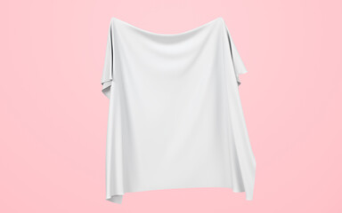 Flowing cloth with pink background, 3d rendering.