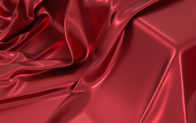 Flowing clothes with red background, 3d rendering.