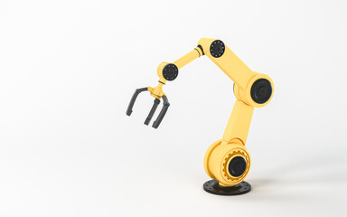 Mechanical arm with white background, 3d rendering.