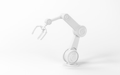 Mechanical arm with white background, 3d rendering.