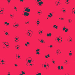 Set Hockey jersey, Christmas mitten, Canadian ranger hat and TV CN Tower in Toronto on seamless pattern. Vector