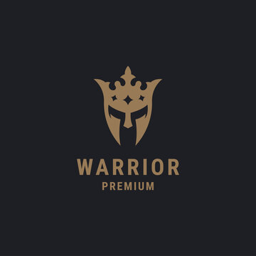 King of Sparta logo design inspiration, Spartan Helmet, ancient warrior vector. With a flat and clean logo style