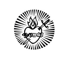 Virgin Mary's Heart Logo, art vector design