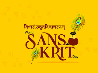 Sanskrit Day. (It is a Sanskrit Language Day) Sanskrit banner and poster design for social media and print media. - obrazy, fototapety, plakaty