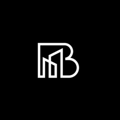 initial letter b construction monogram logo design. minimal vector graphic alphabet template. home house apartment real estate symbol icon.