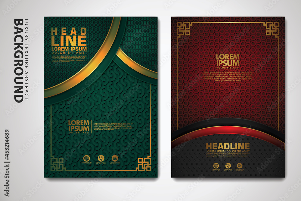 Poster vector set of cover design template with luxurious color, shine effect and elegance frame on texture