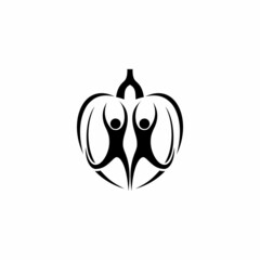 Healthy heart logo design with sports