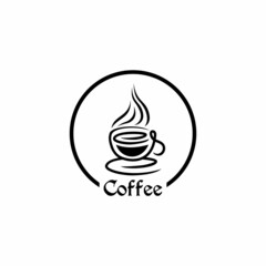 A still warm cup of coffee logo design using outline