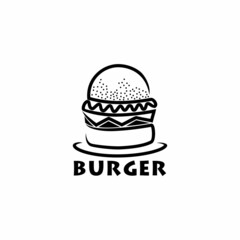 Burger logo illustration design using outline