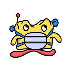 cute emoticon wearing mask