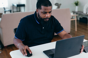 Black man on video chat, remote work