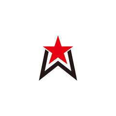 letter w star simple emblem geometric colorful logo vector - obrazy, fototapety, plakaty