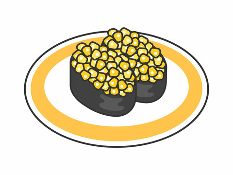 皿にのったコーンの寿司のイラスト Stock Vector Adobe Stock