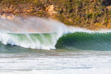 Southerly swell producing huge waves at the beach
