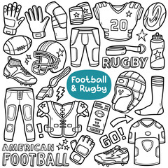 Football and Rugby Doodle Illustration