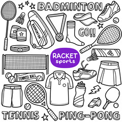 Racket Sports Doodle Illustration