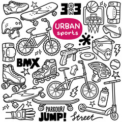 Urban Sports Doodle Illustration