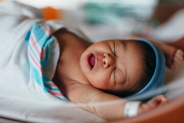 Portrait of African American newborn baby