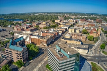 Fototapeta na wymiar Aerial View of Downtown St. Cloud, Minnesota during Summer