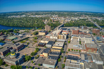 Aerial View of Downtown St. Cloud, Minnesota during Summer