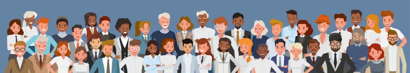 Set of business people portrait character vector design. Presentation in various action with different emotions.