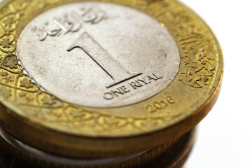 Macro shot of Saudi Arabia One RIyal