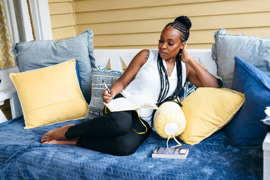 African American Woman Writing In Journal - Mindfulness 