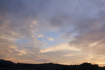 Vanilla sky and evening countryside