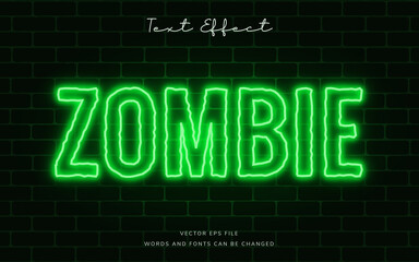 Obraz premium Green zombie neon text effect