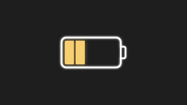 【充電イメージ】光る横向き電池バッテリーアイコン【5分割】