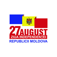 Ziua Independente (Moldovan text translate: Independence day of Moldova.  August 27, Vector Logo illustration. 