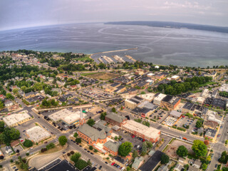 Aerial View of Petoskey, Michigan during Summer