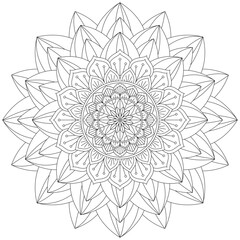 Leaf Flower Petal Coloring Mandala Art Simple Graphic Shape Vector Floral Oriental Outline Vintage Decorative Elements Pattern Illustration Islam Arabic Indian Turkish Mystic Religion Morals Lotus