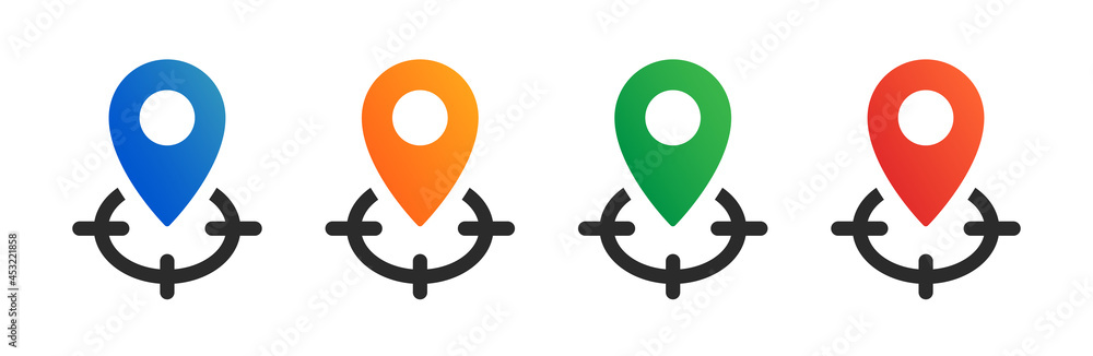 Poster Pin location icon. Map marker symbol set.