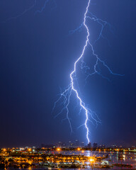 Lightning over the Downtown Phoenix, Arizona Skyline