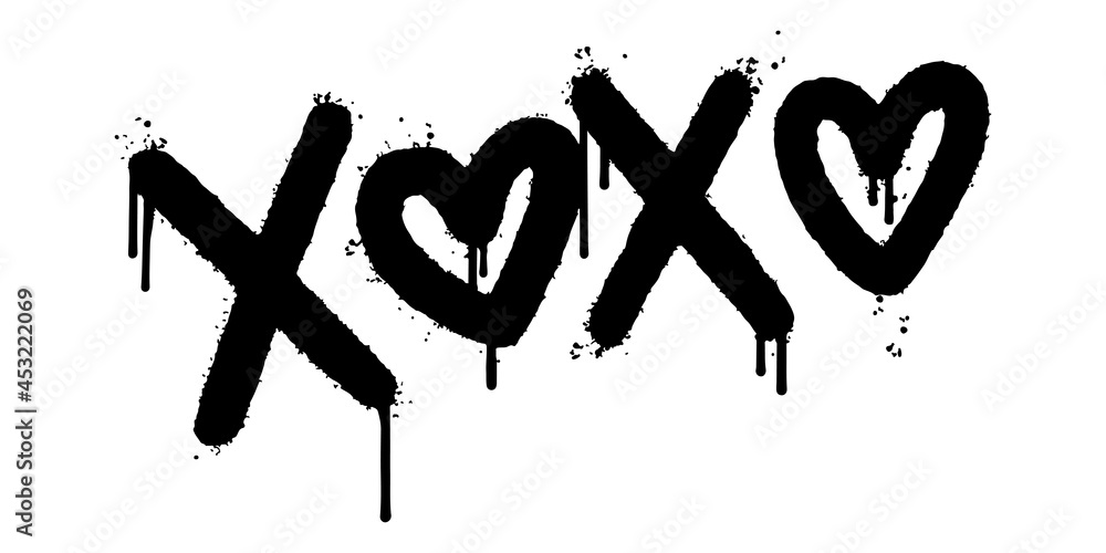 Wall mural graffiti xoxo word sprayed isolated on white background. sprayed xoxo font graffiti. vector illustra