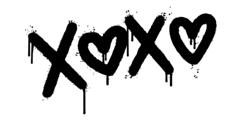 Zelfklevend Fotobehang graffiti xoxo word sprayed isolated on white background. Sprayed xoxo font graffiti. vector illustration. © Kebon doodle