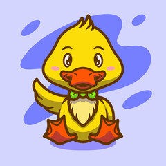 Cute duck mascot illustration design