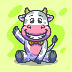 Cute cow mascot illustration design