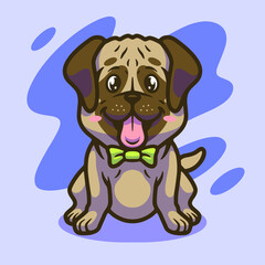 Cute pug mascot illustration design