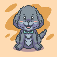 Cute poodle mascot illustration design
