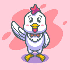 Cute rooster mascot illustration design